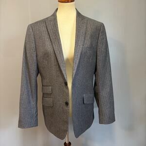 Banana Republic Marzotto Herringbone Italian Wool Gray Blazer Sport Coat, 40S